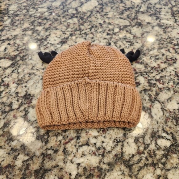 BNWT Reindeer Hats Brown Cable Knit Beanie With Antlers - Picture 5 of 9